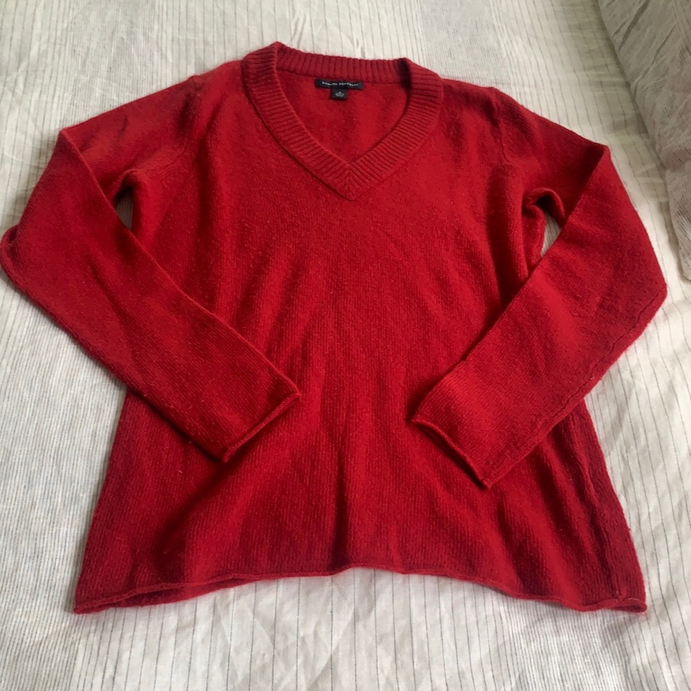 Cozy red v neck sweater